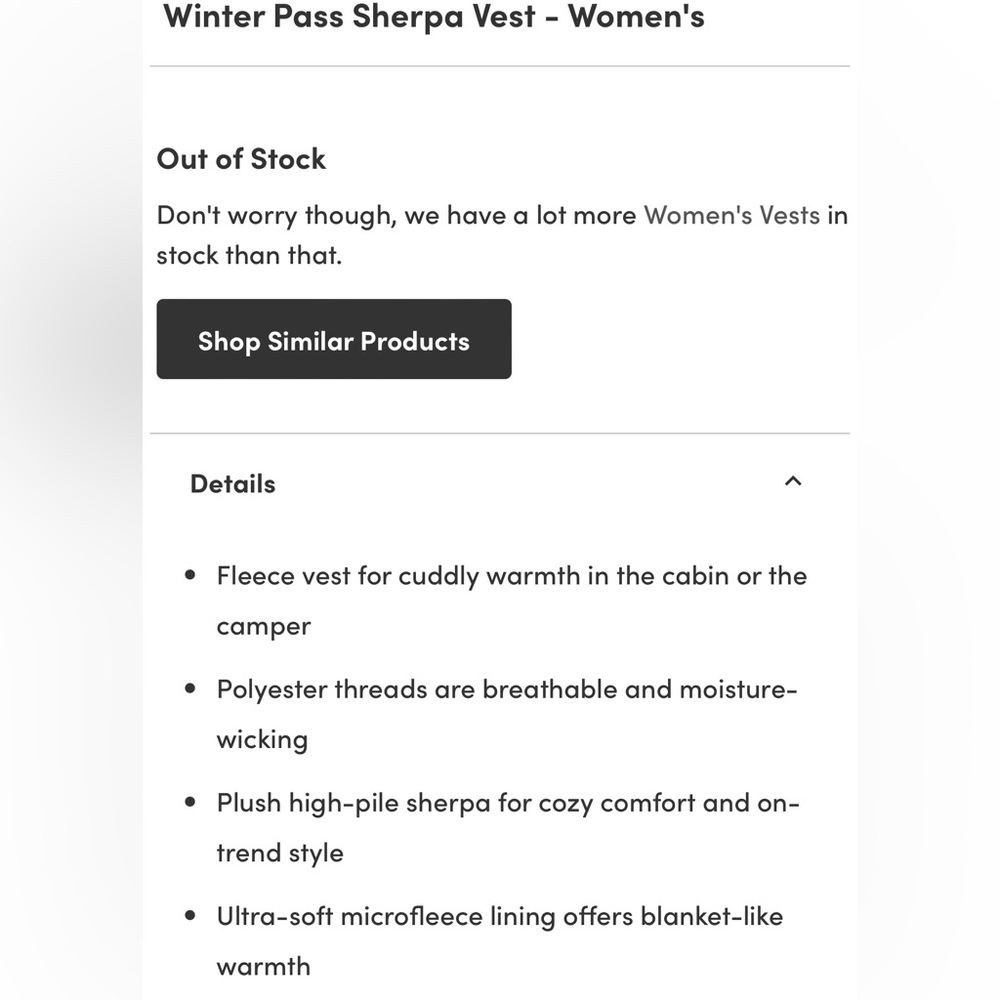 EUC Columbia Winter Pass Sherpa Vest - small - Picture 4 of 13